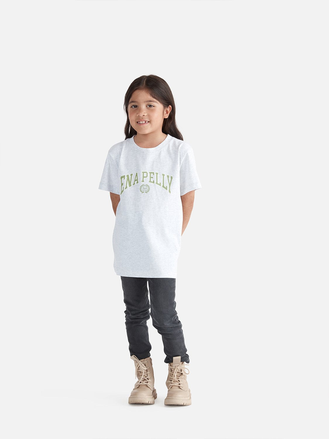 Kids Collegiate Tee - Nile Green/ White Marle