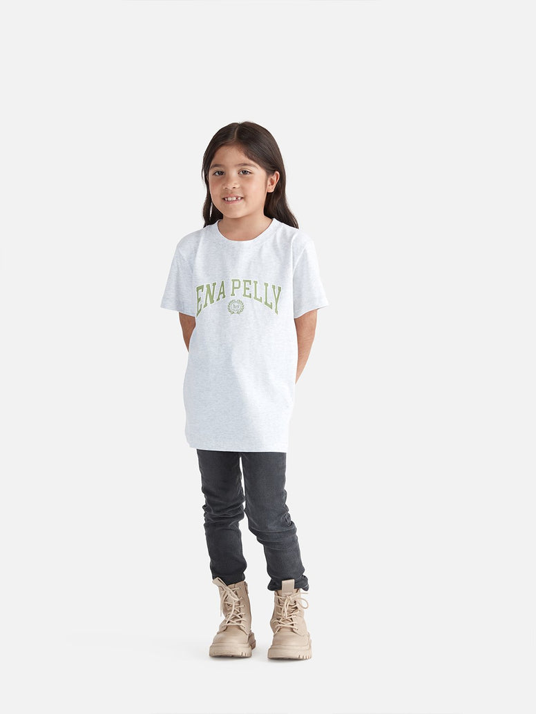 Kids Collegiate Tee - Nile Green/ White Marle