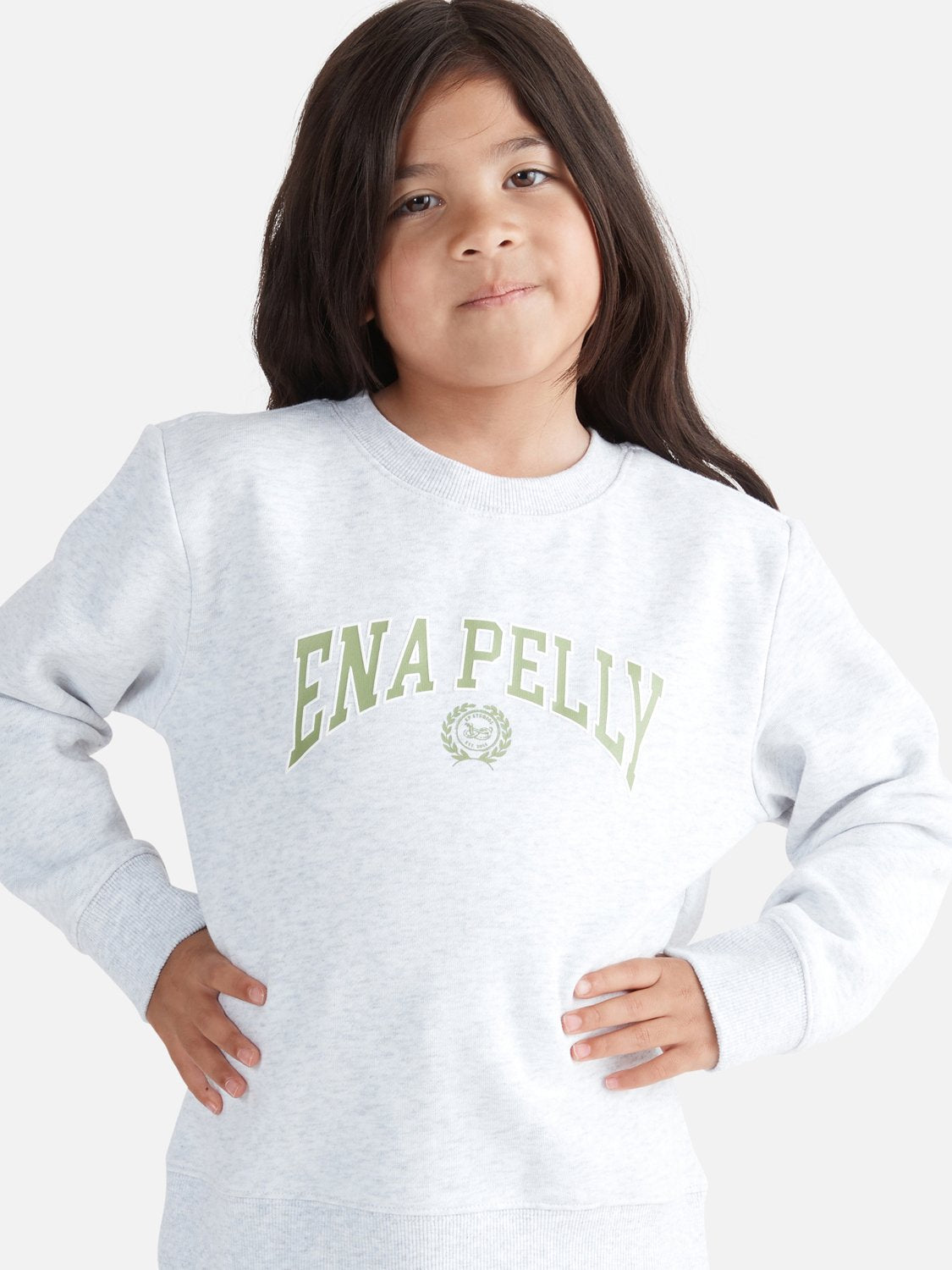 Kids Collegiate Sweater - Nile Green/ White Marle