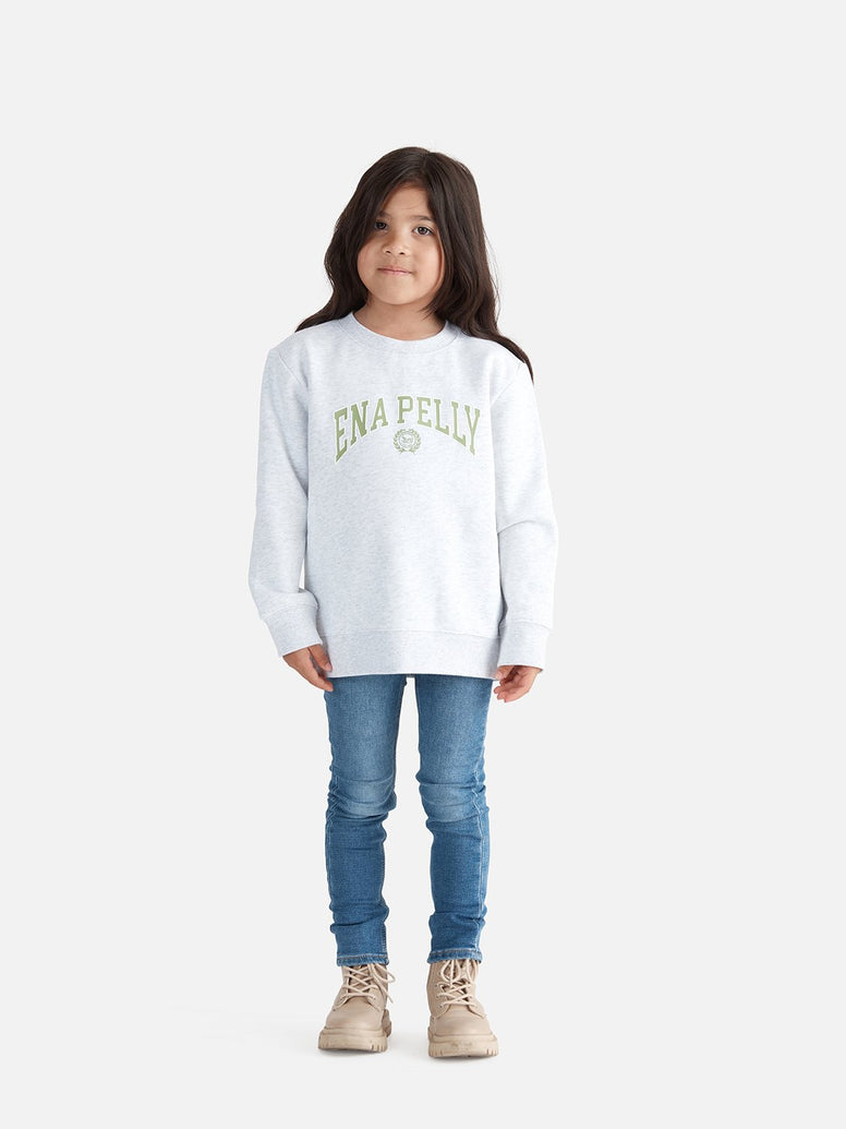 Kids Collegiate Sweater - Nile Green/ White Marle