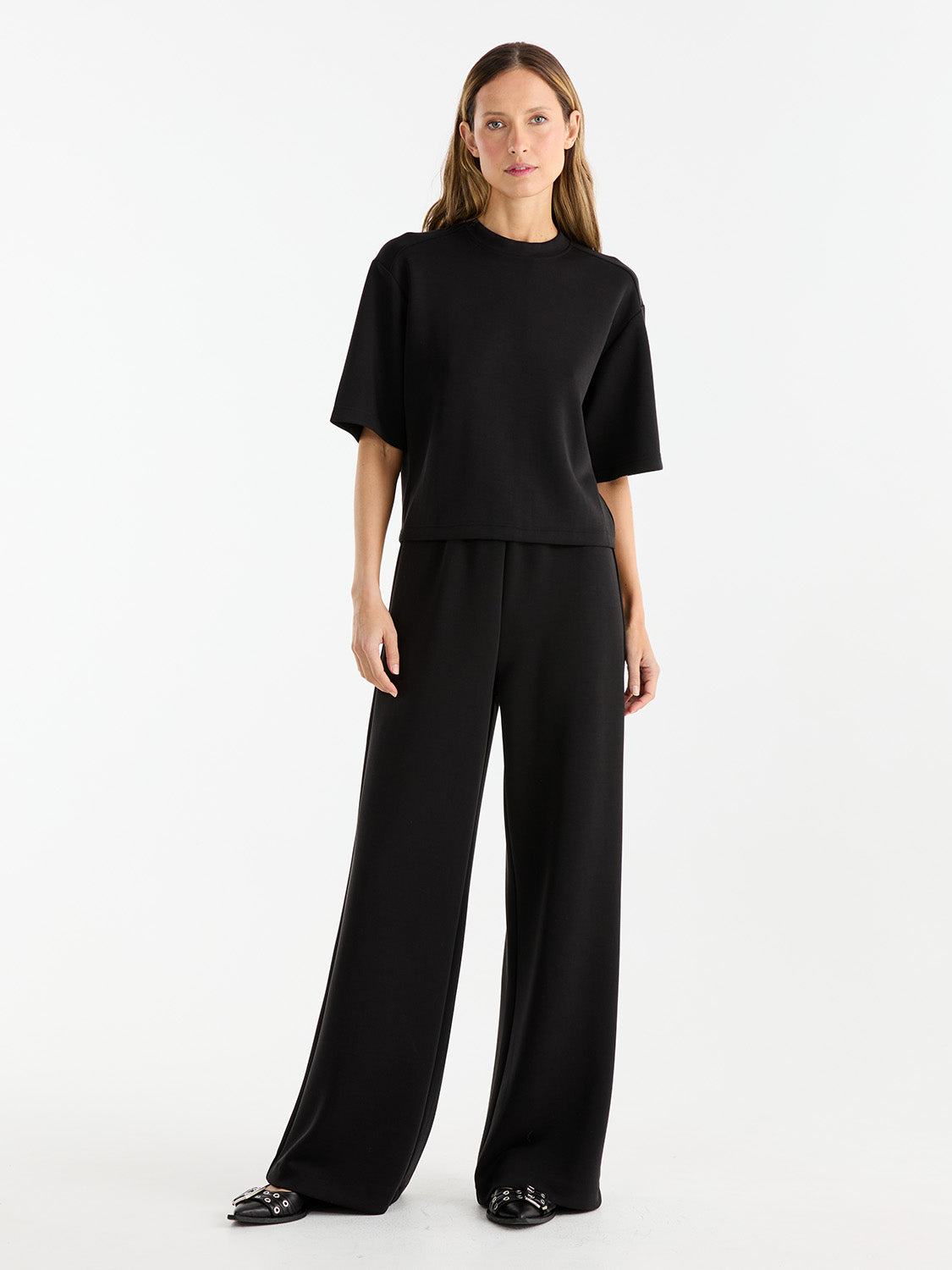 ALESSA RELAXED SOFT JERSEY PANT - Black