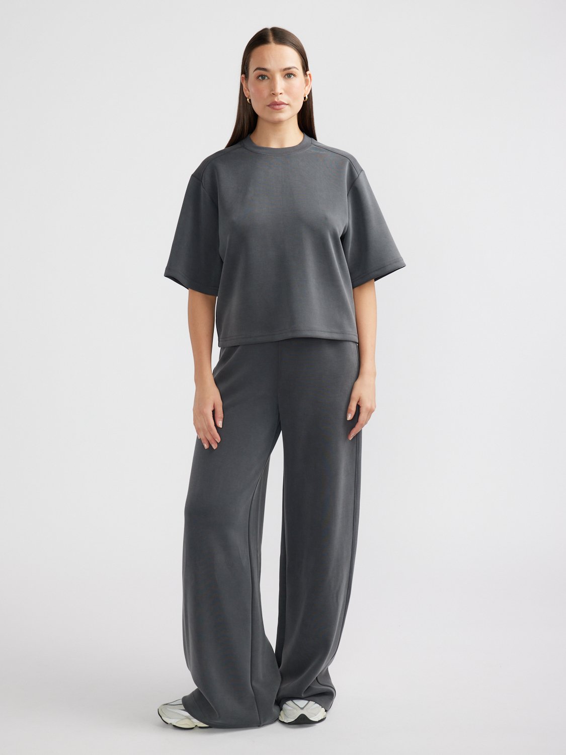 ALESSA RELAXED SOFT JERSEY TEE - Charcoal