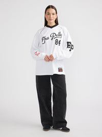 SCRIPT JERSEY LONG SLEEVE TEE - White
