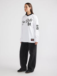 SCRIPT JERSEY LONG SLEEVE TEE - White