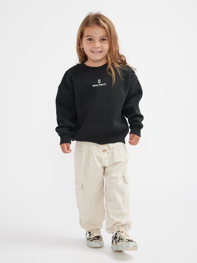 KIDS LEXI MONOGRAM SWEATER - Black