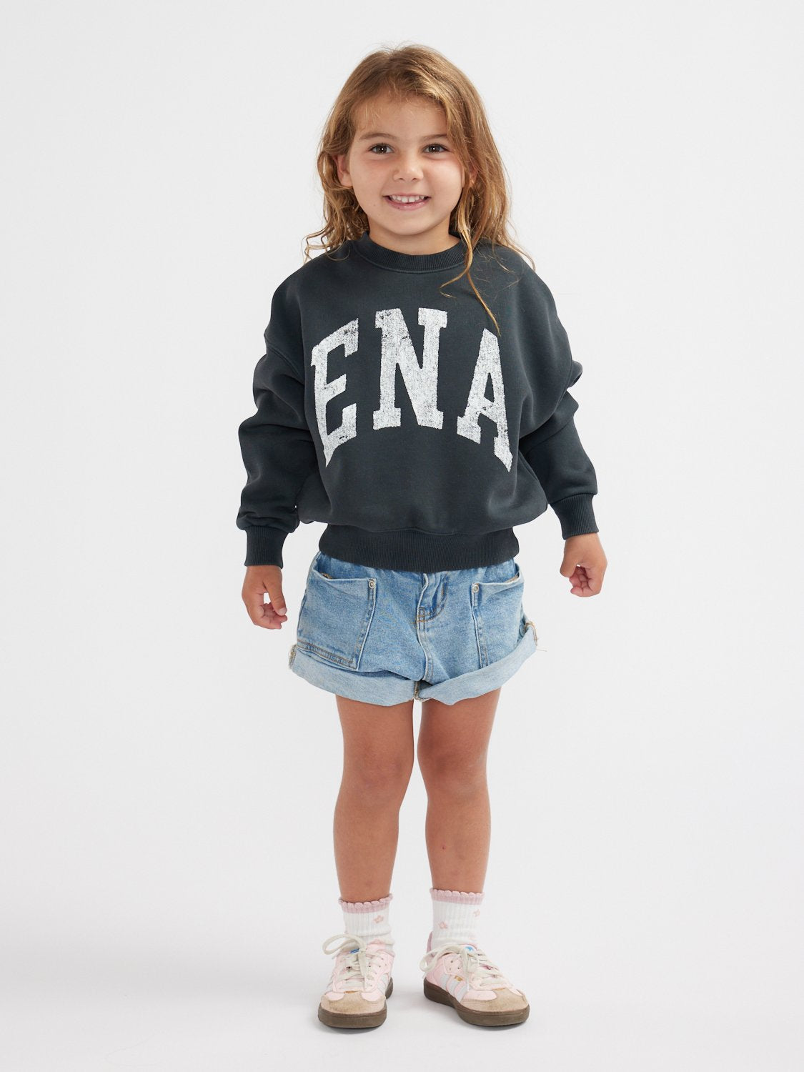 KIDS LILLY OVERSIZED SWEATER COLLEGE - Vintage Black