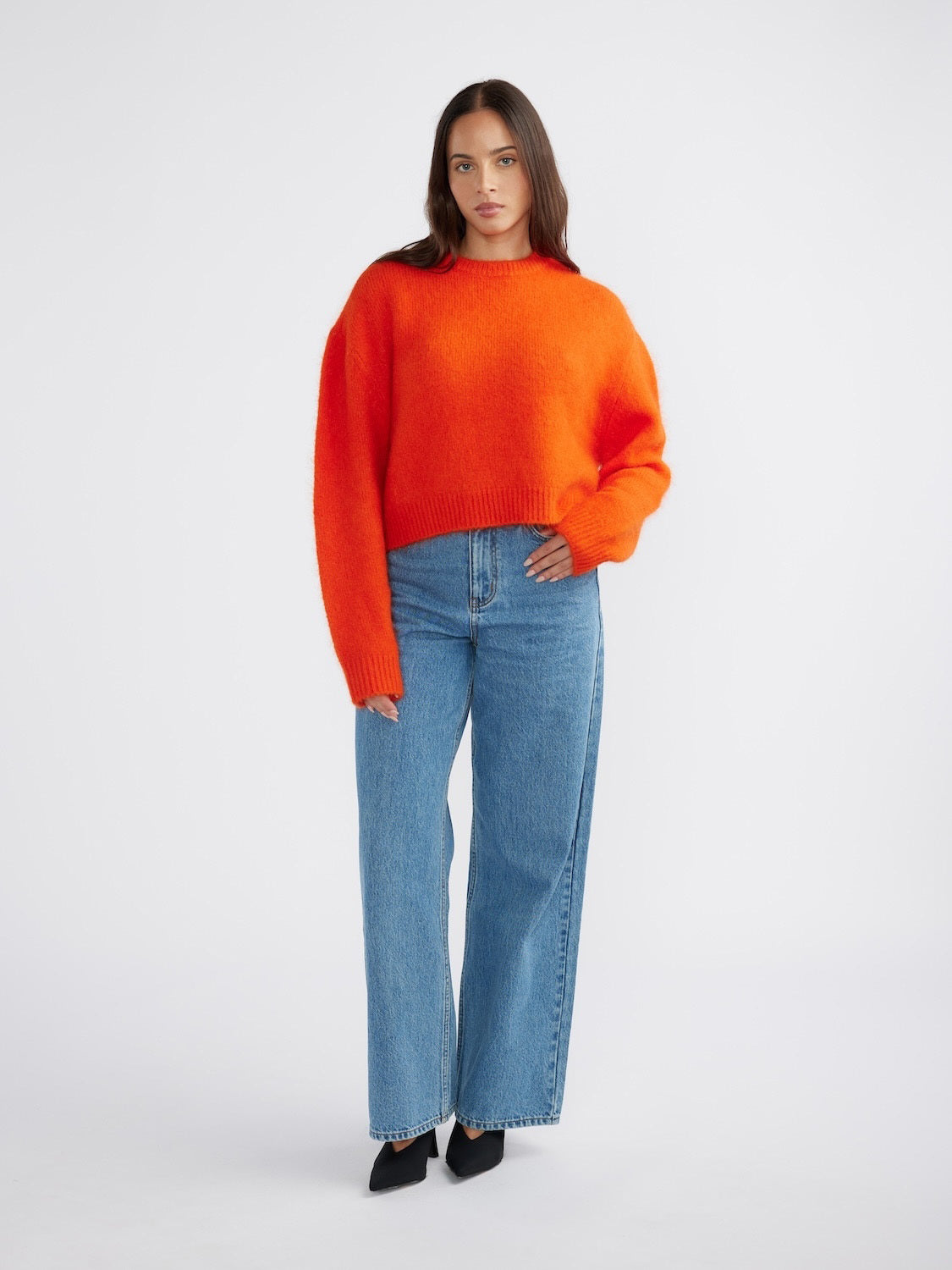 NELLA MOHAIR BLEND KNIT - Tangerine