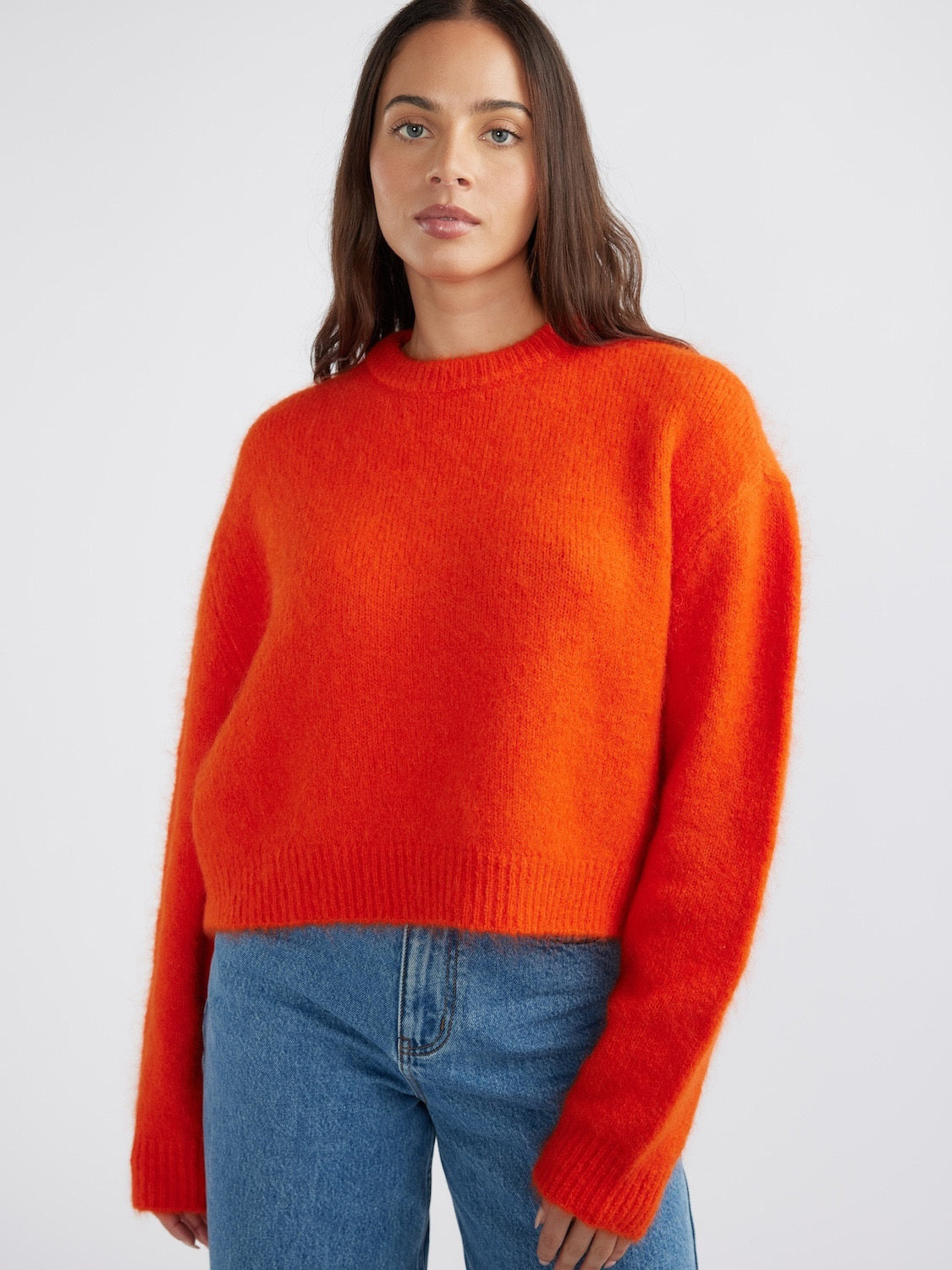 NELLA MOHAIR BLEND KNIT - Tangerine