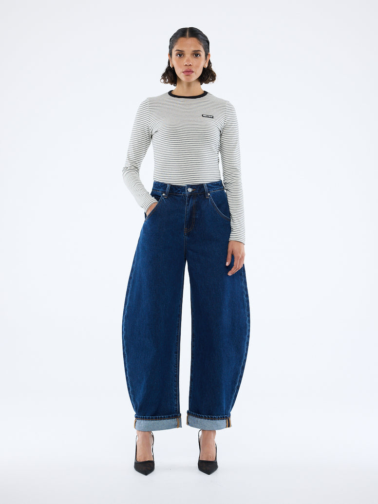 STELLA BARREL LEG JEAN - Indigo Wash
