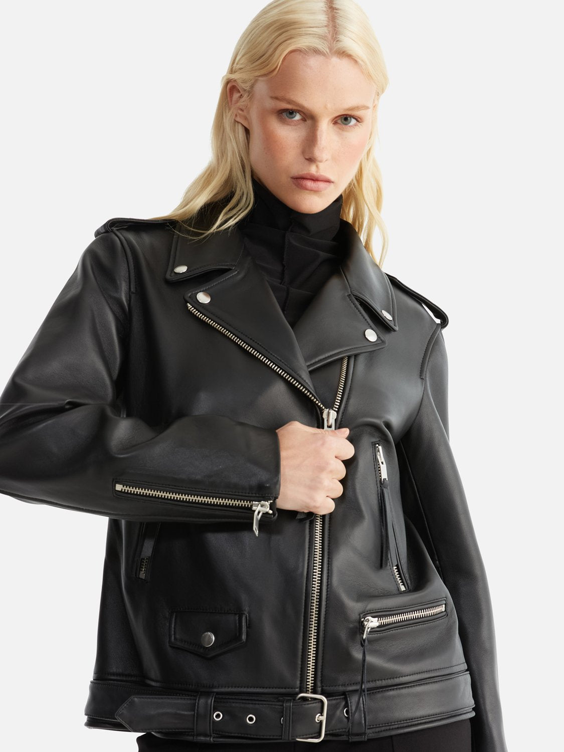 Oversized New Yorker Biker Jacket 2.0 - Black