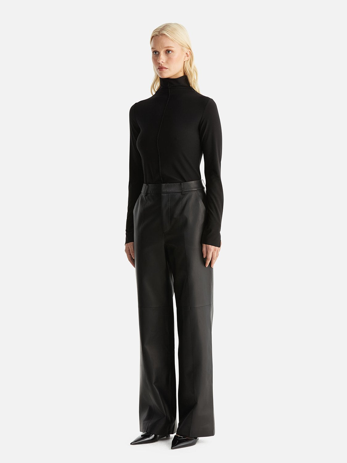 Core Relaxed Leather Pant - Black