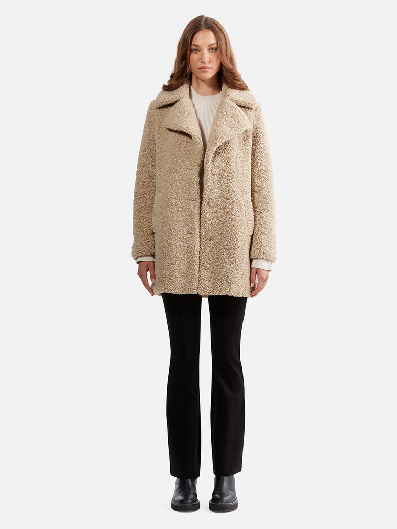 Rebecca Faux Fur Jacket - Sand