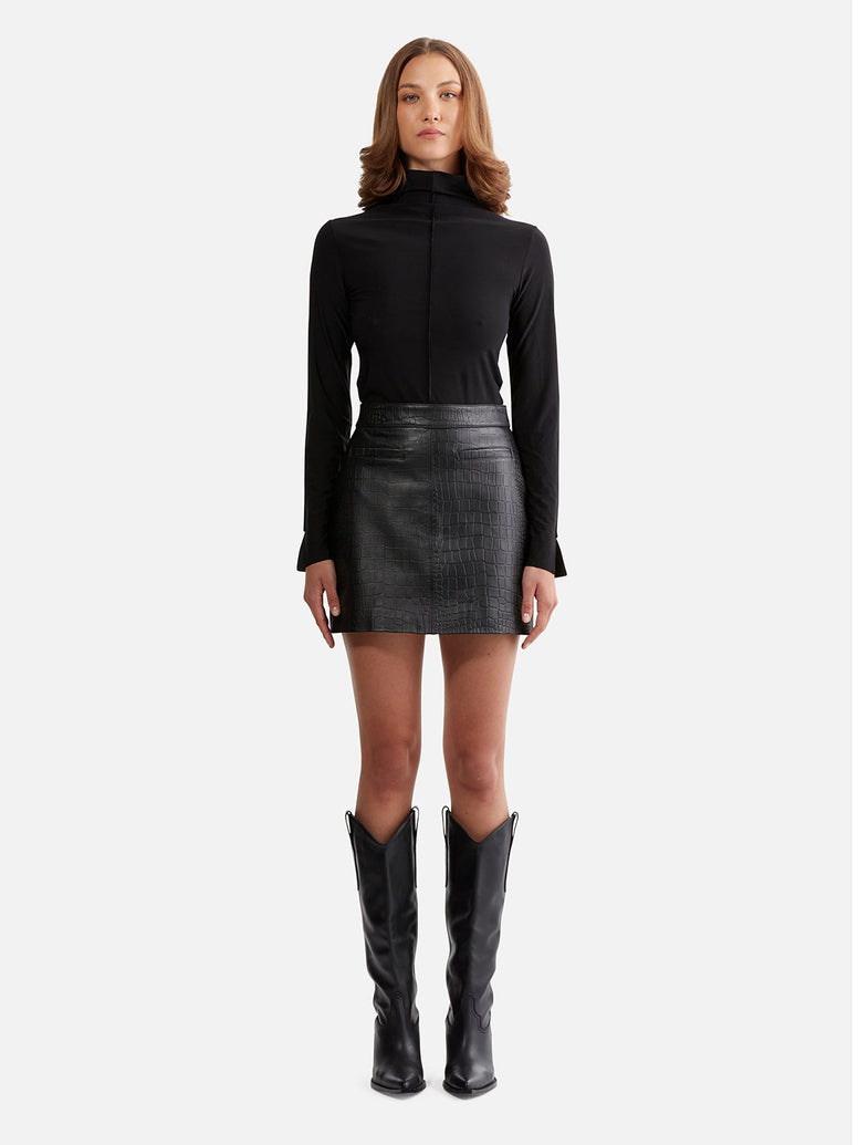 Rebecca Leather Mini Skirt - Black