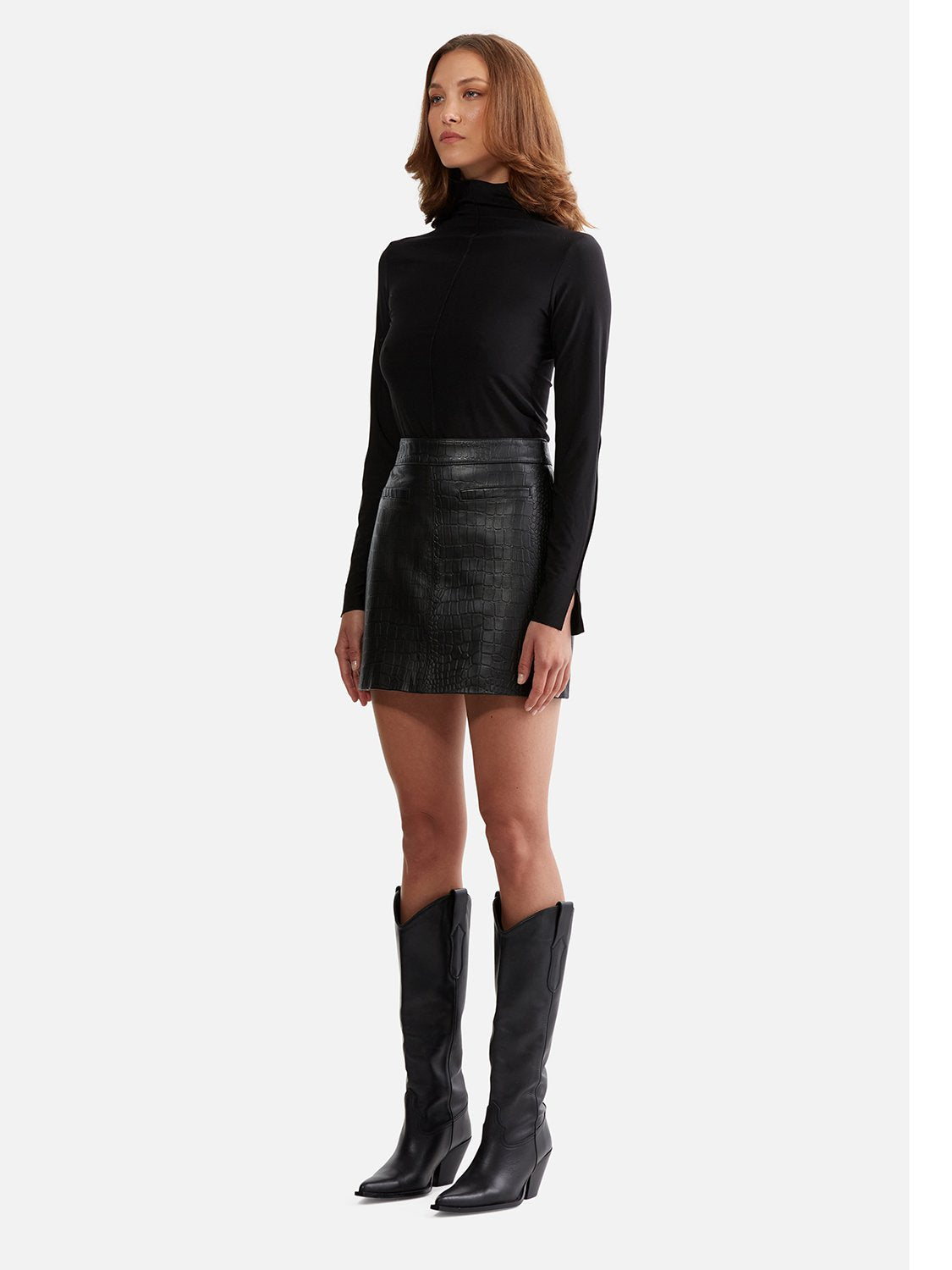 Rebecca Leather Mini Skirt - Black