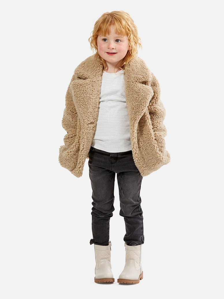 Kids Rebecca Faux Fur Jacket - Sand