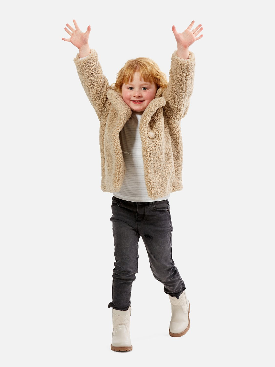 Kids Rebecca Faux Fur Jacket - Sand