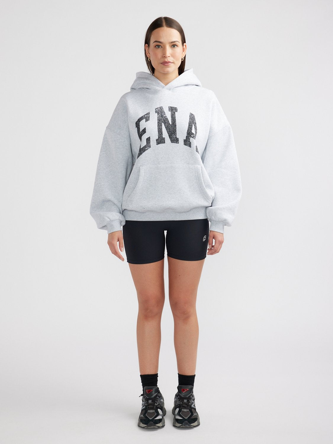 COLLEGIATE OVERSIZED HOODIE - Mid Grey Marle