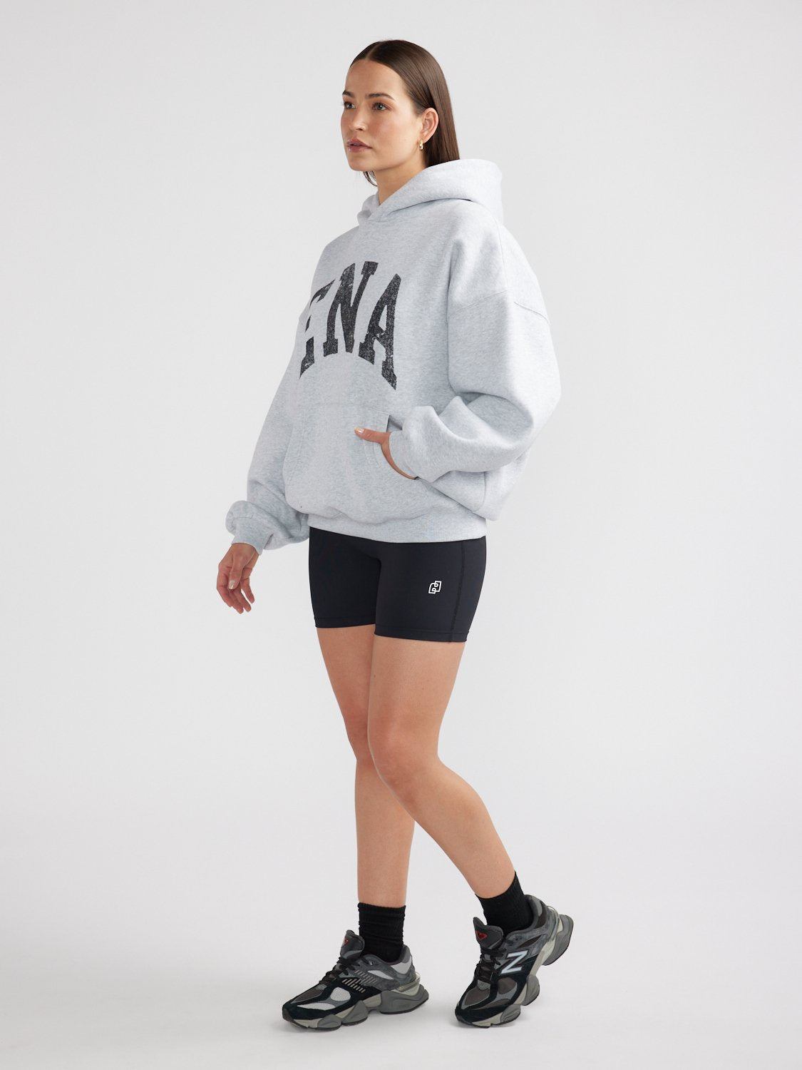 COLLEGIATE OVERSIZED HOODIE - Mid Grey Marle