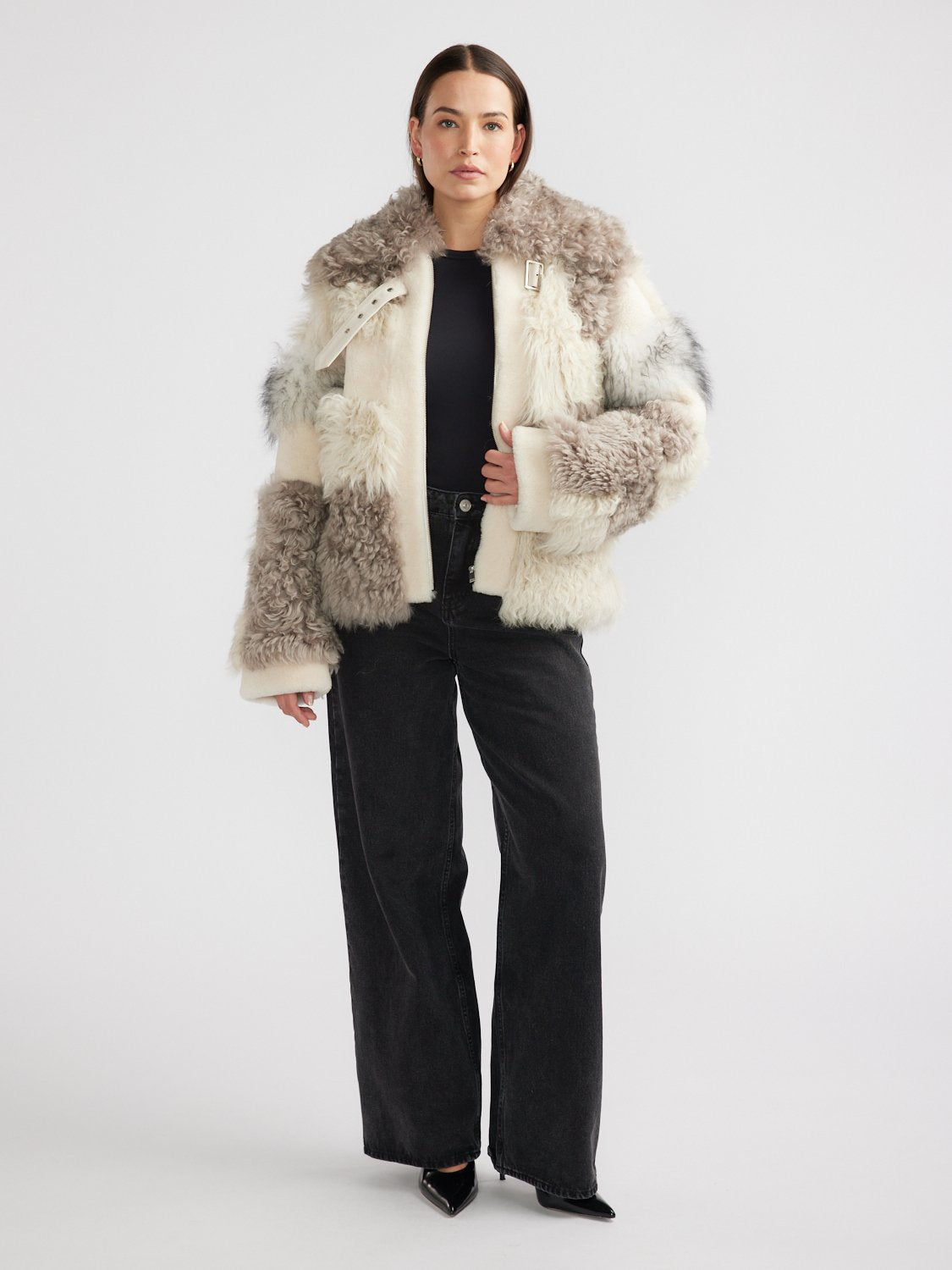 Shae Shearling Jacket - Neautral Multi