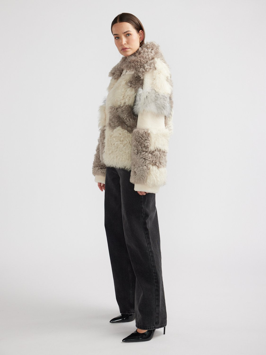 Shae Shearling Jacket - Neautral Multi