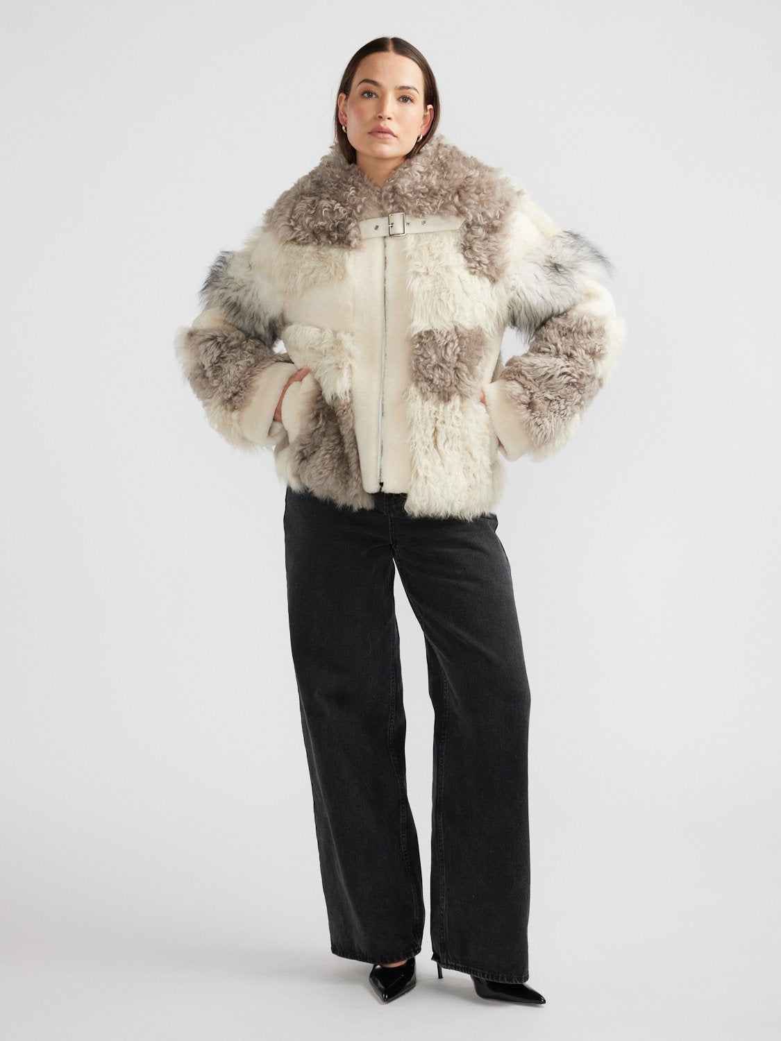 Shae Shearling Jacket - Neautral Multi