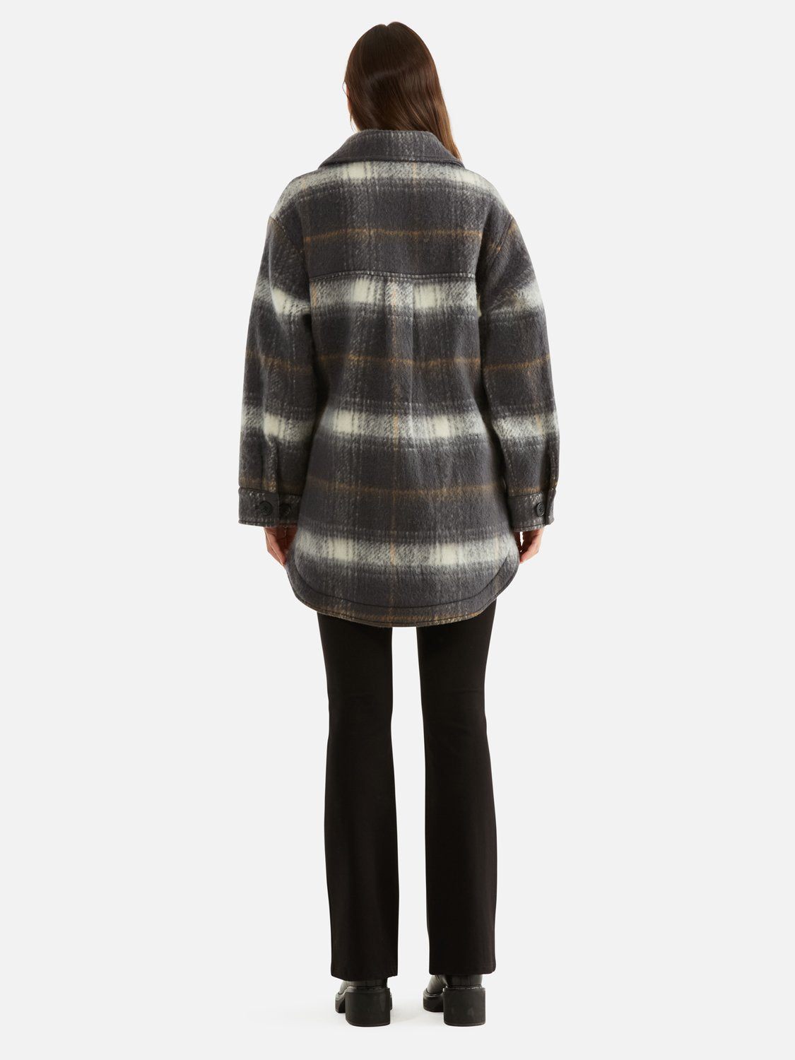 Natali Wool Shacket - Charcoal Check