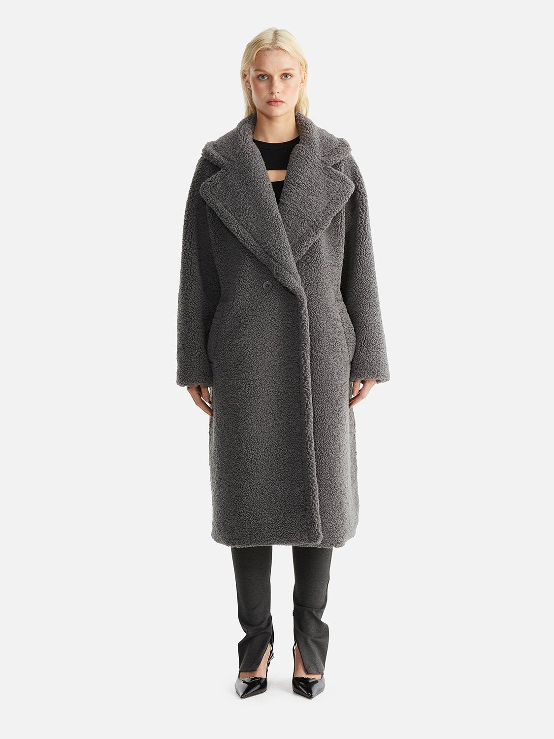 Evan Faux Fur Jacket - Charcoal