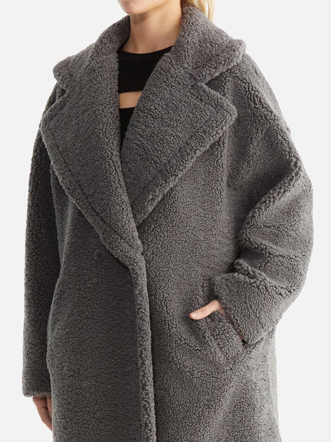 Evan Faux Fur Jacket - Charcoal