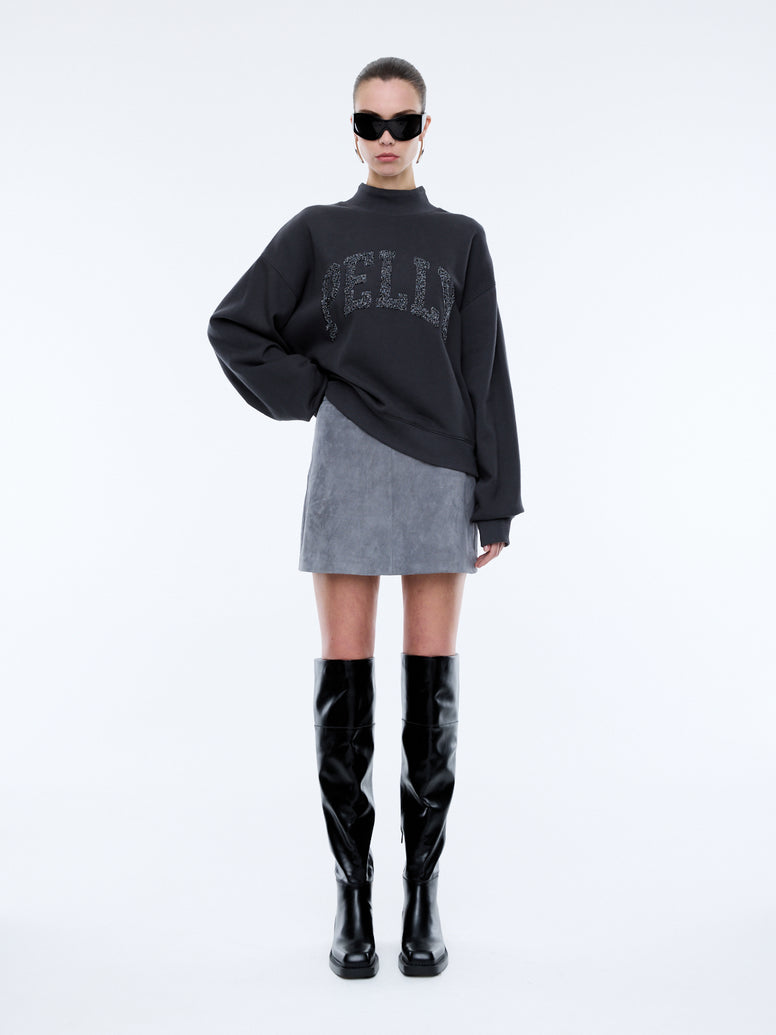 GLITTER COLLEGIATE SWEATSHIRT - Off Black