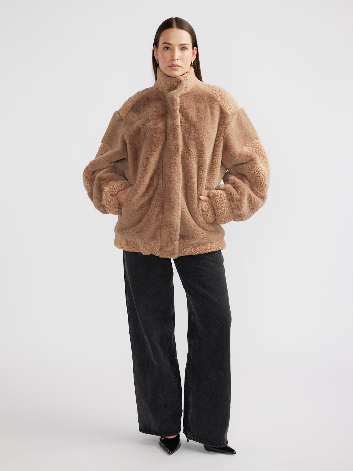 BLAKE MULTI FAUX FUR JACKET - Camel