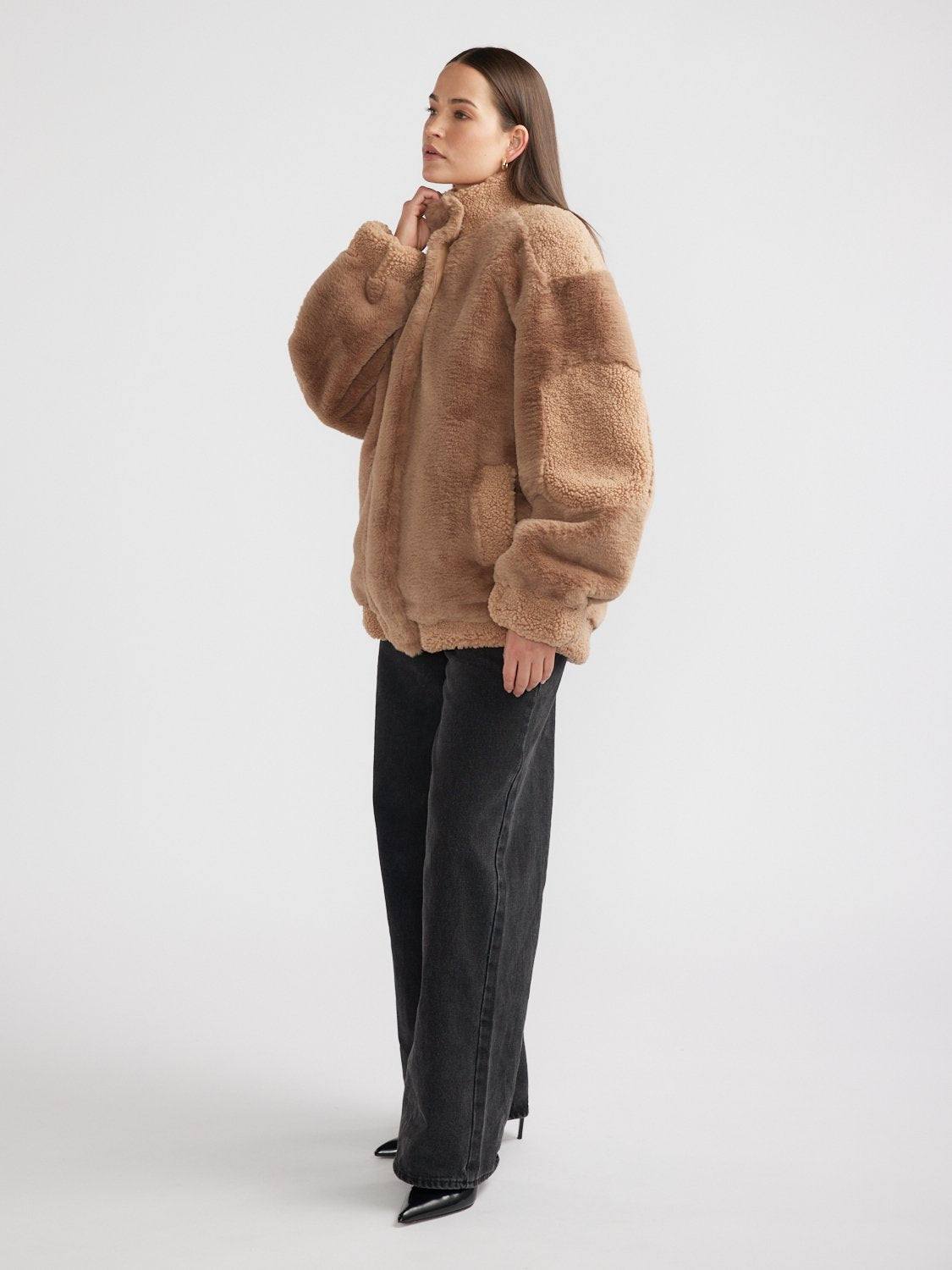 BLAKE MULTI FAUX FUR JACKET - Camel