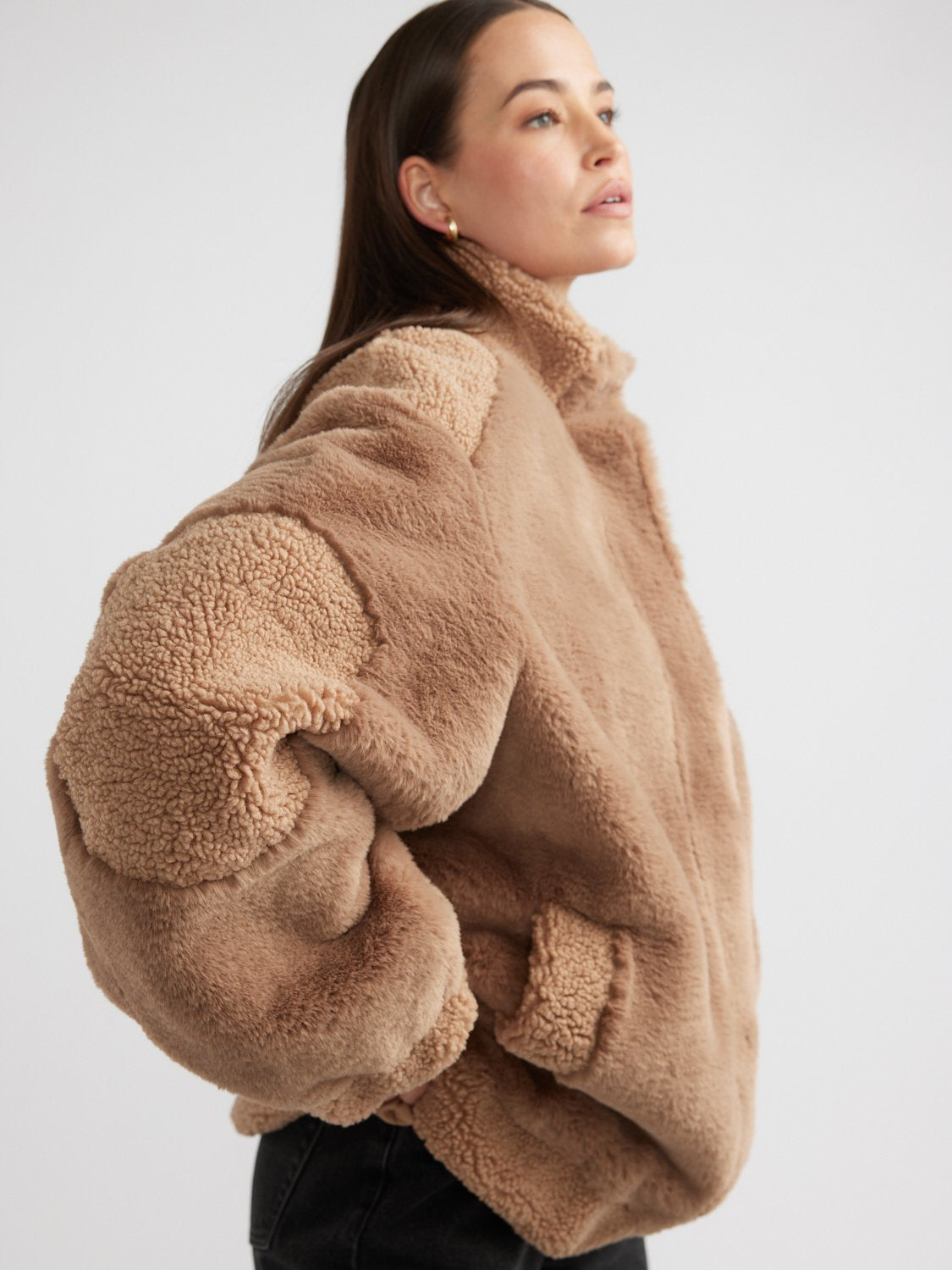 BLAKE MULTI FAUX FUR JACKET - Camel