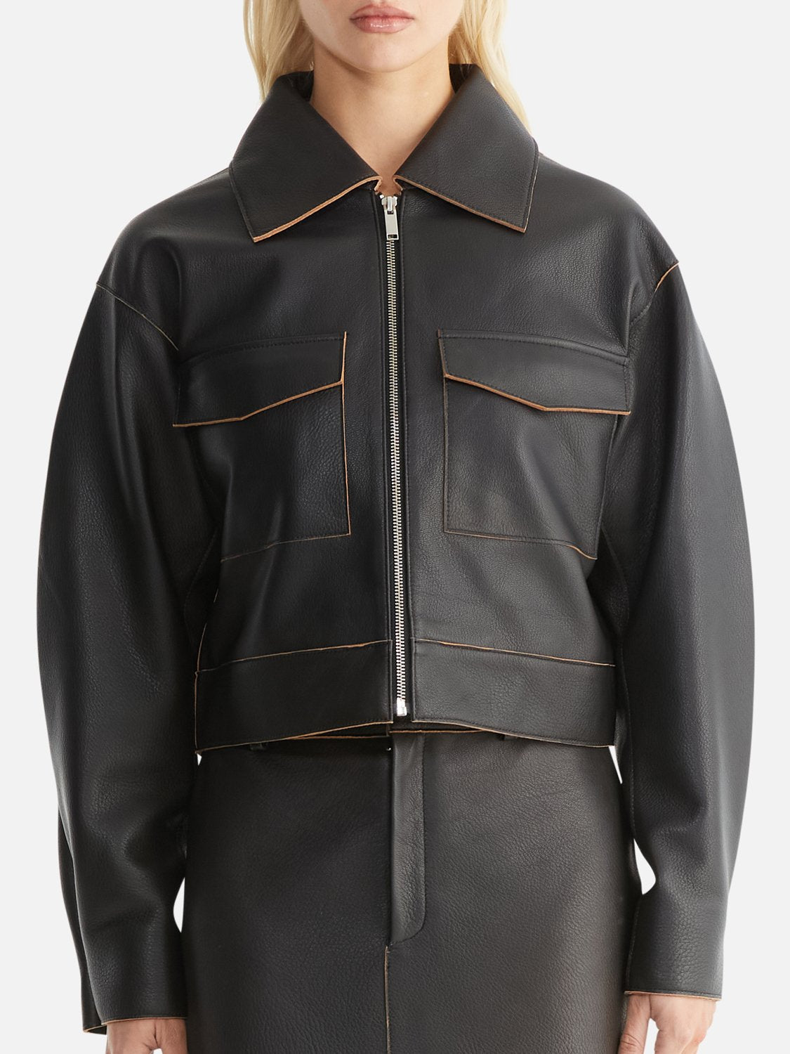 Wednesday Edged Leather Jacket - Black