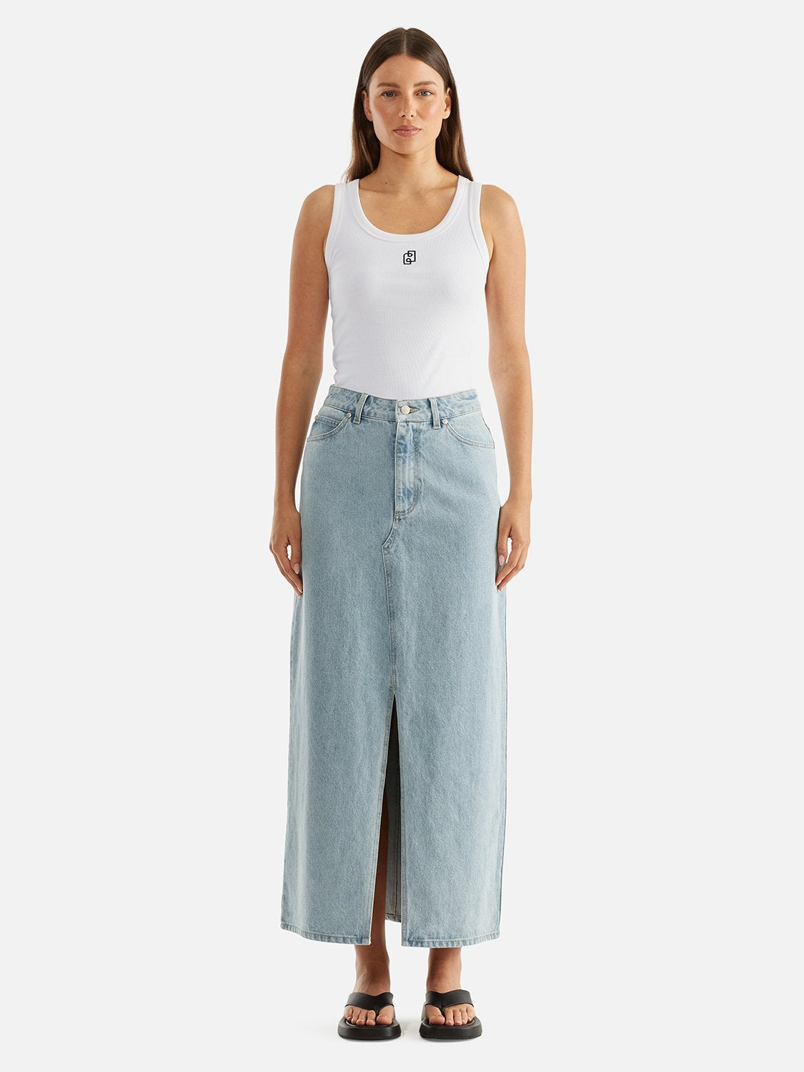 Hatty Denim Maxi Skirt - Blue Wash