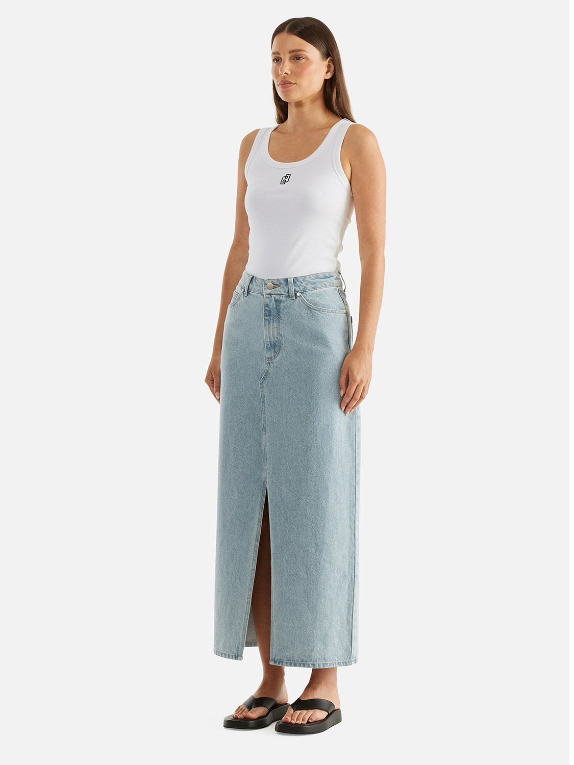 Hatty Denim Maxi Skirt - Blue Wash