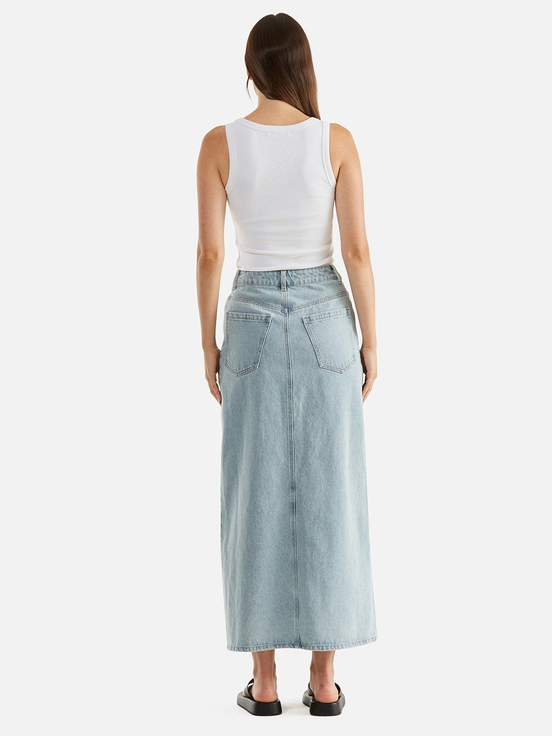 Hatty Denim Maxi Skirt - Blue Wash