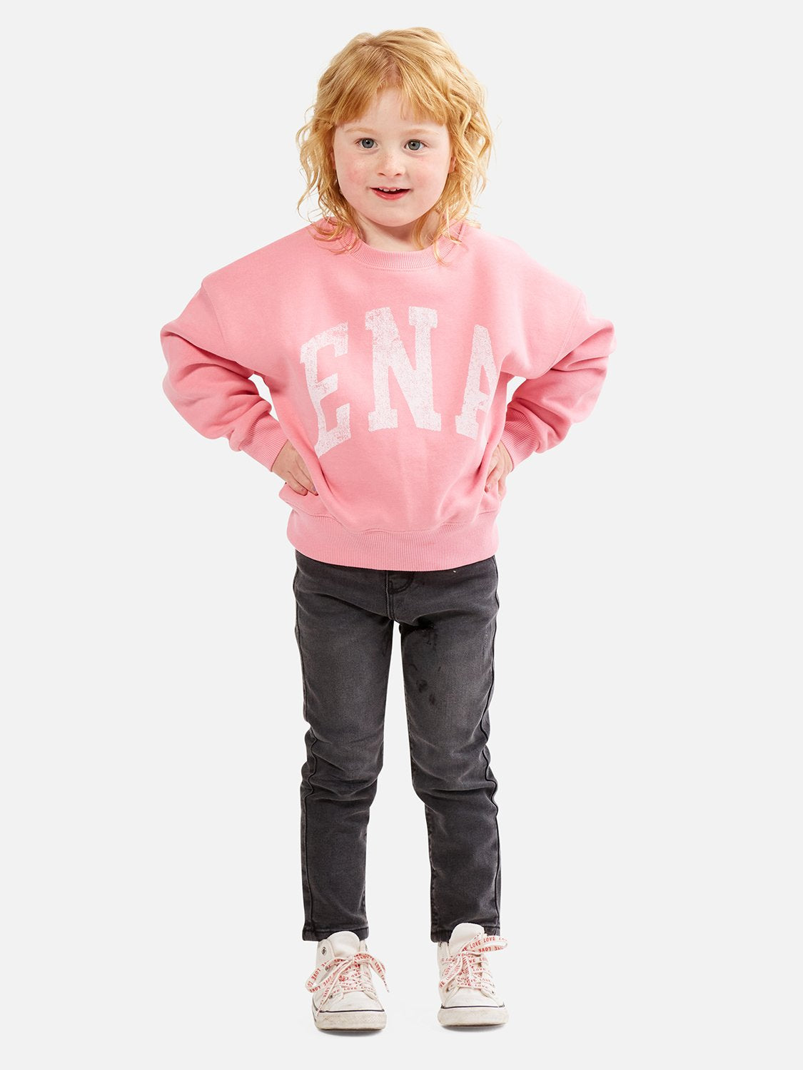 Kids Lilly Oversized Sweater College - Bubblegum