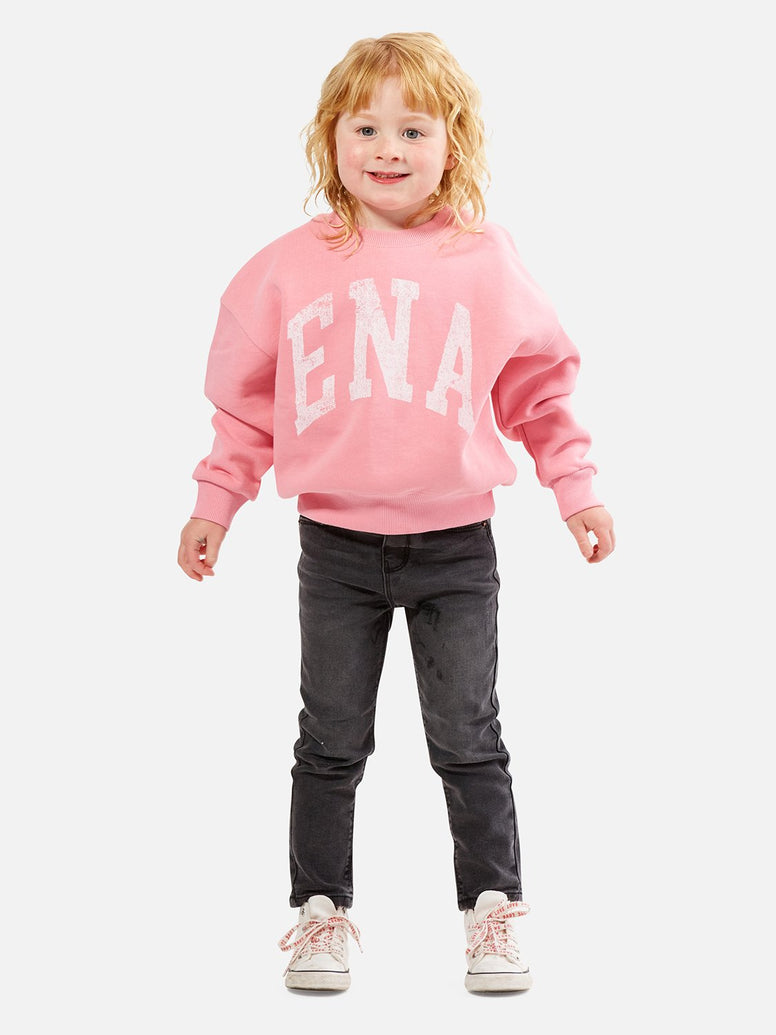 Kids Lilly Oversized Sweater College - Bubblegum