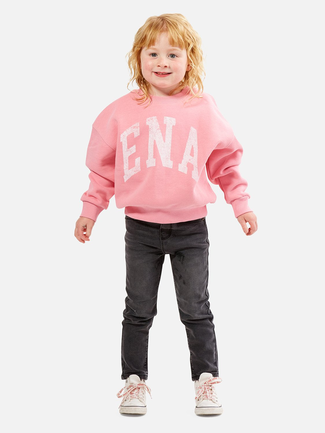 Kids Lilly Oversized Sweater College - Bubblegum