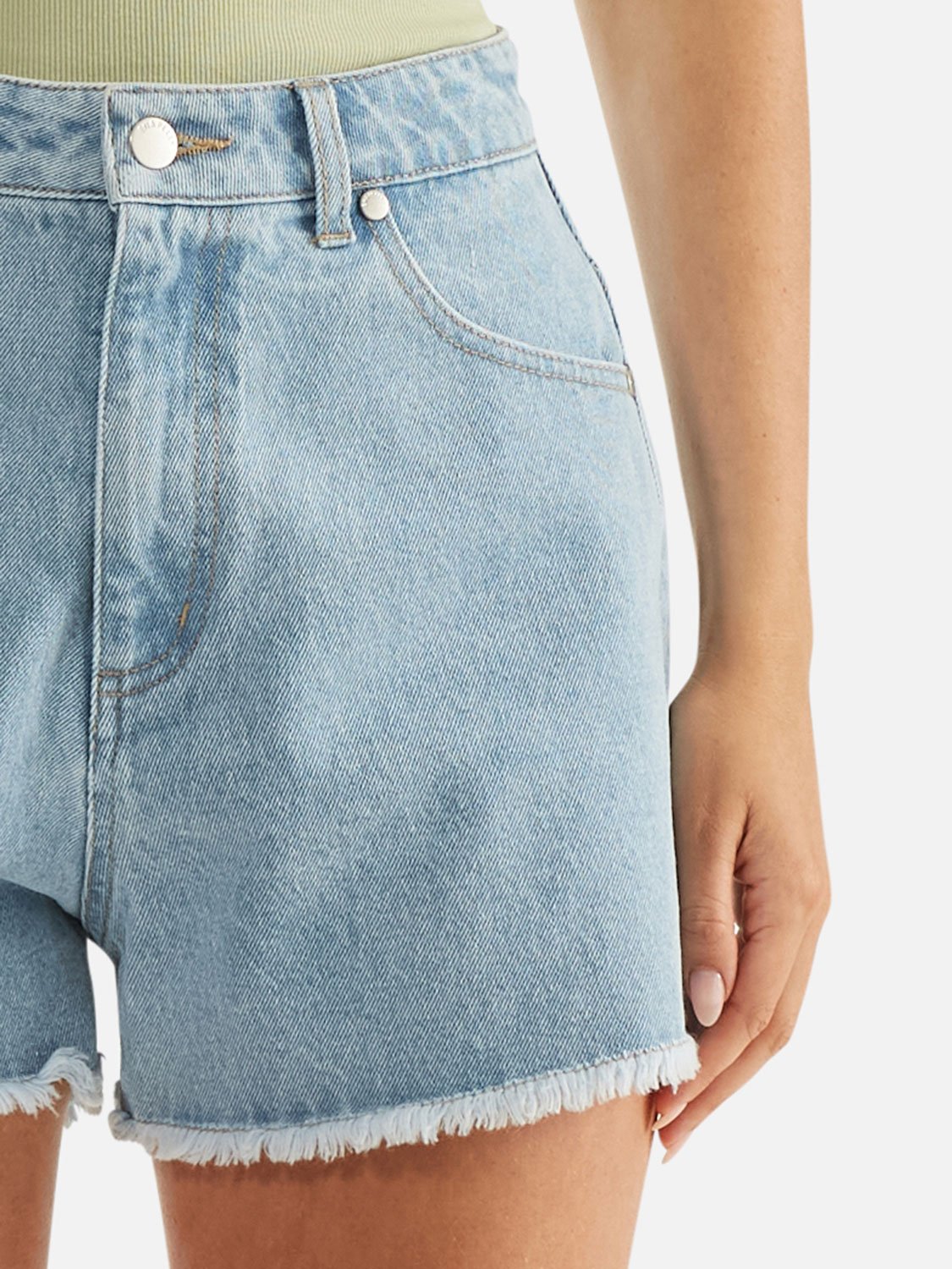 Amy Frayed Denim Short - Blue Wash