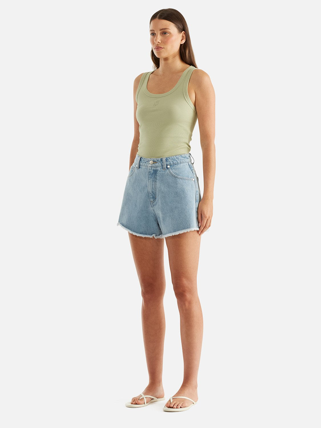 Amy Frayed Denim Short - Blue Wash