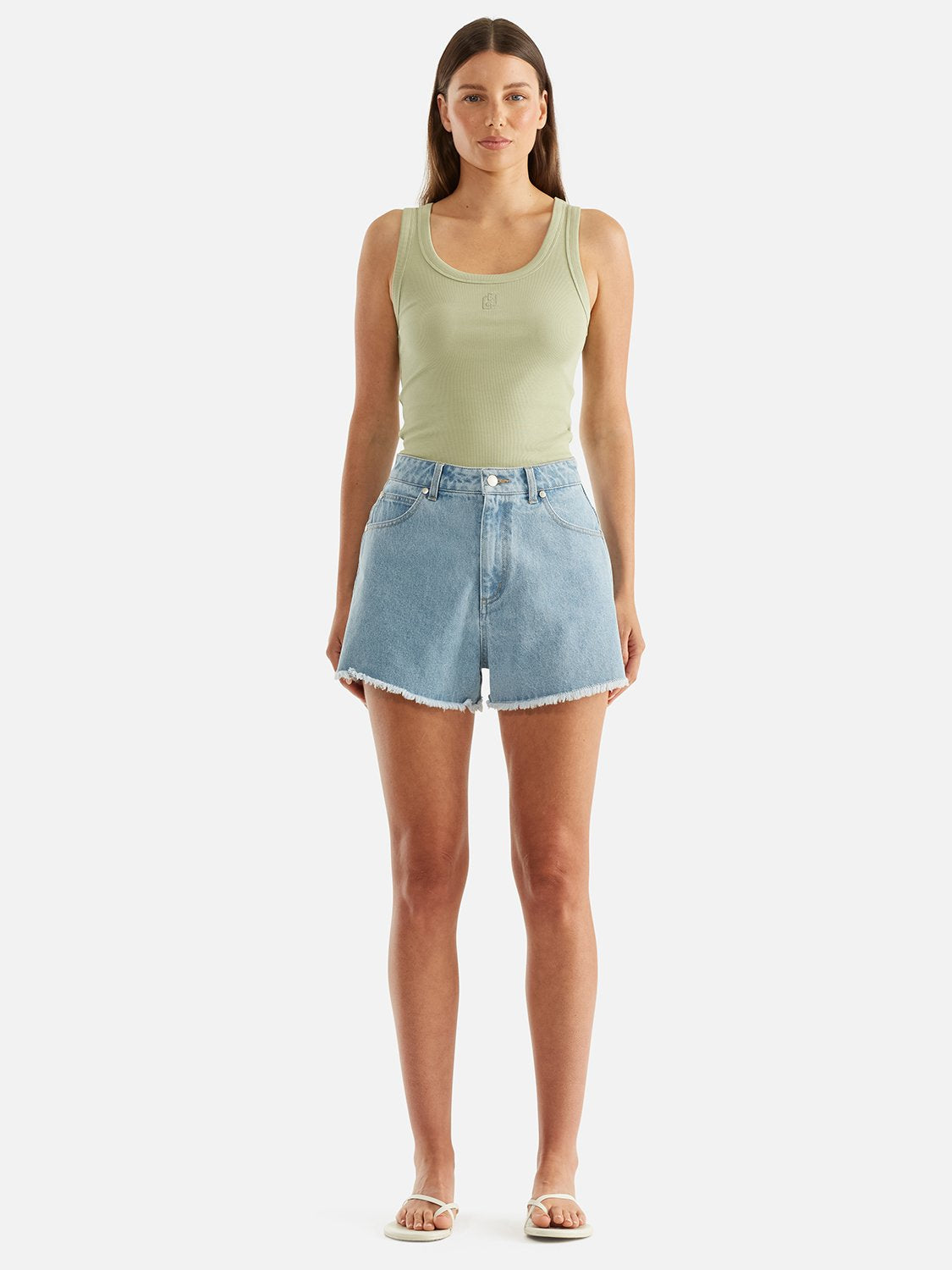 Amy Frayed Denim Short - Blue Wash