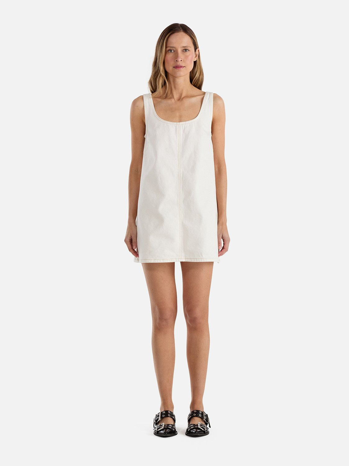 Amelie Denim Mini Dress - White