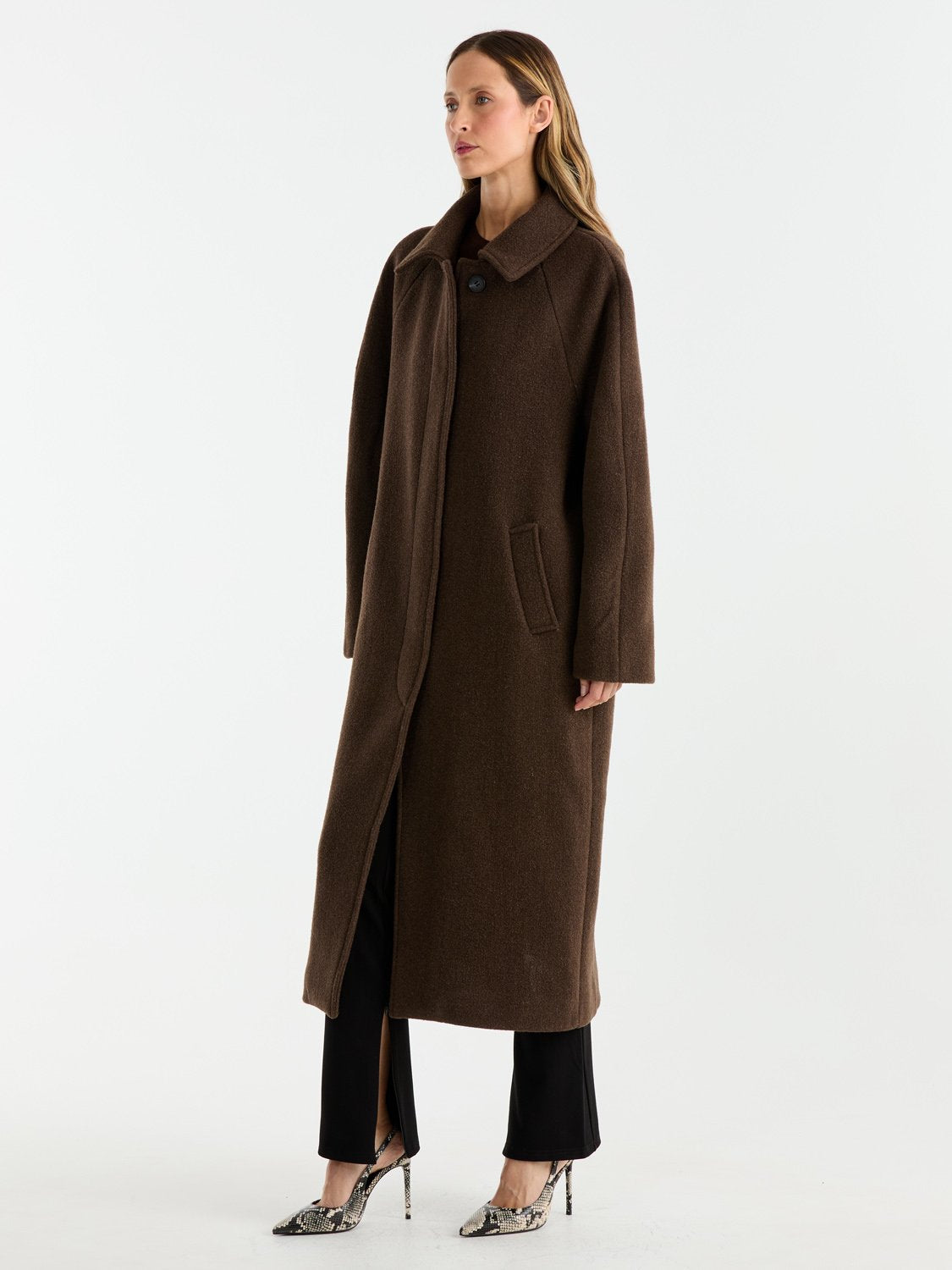 CLEO WOOL BLEND COAT - Chocolate