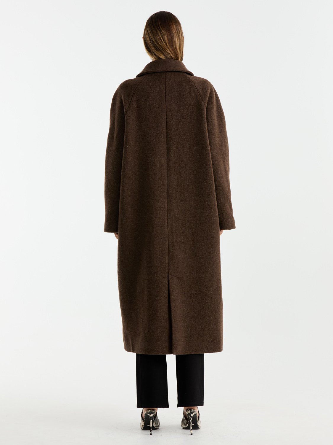 CLEO WOOL BLEND COAT - Chocolate