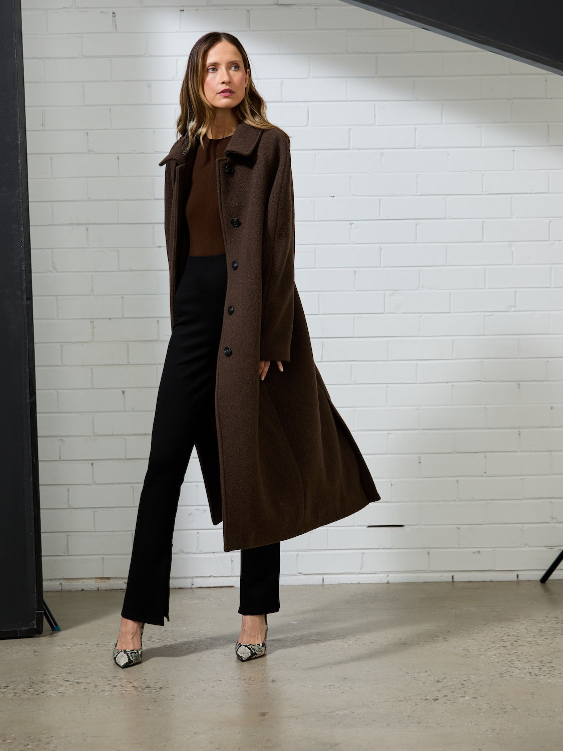 CLEO WOOL BLEND COAT - Chocolate