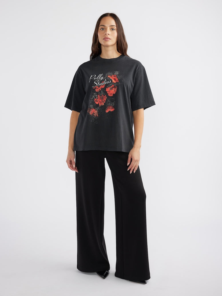 POPPIES TEE - Vintage Black