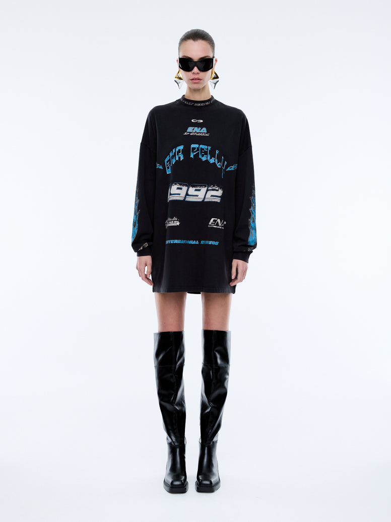 SPEEDWAY TEE DRESS - Washed Black