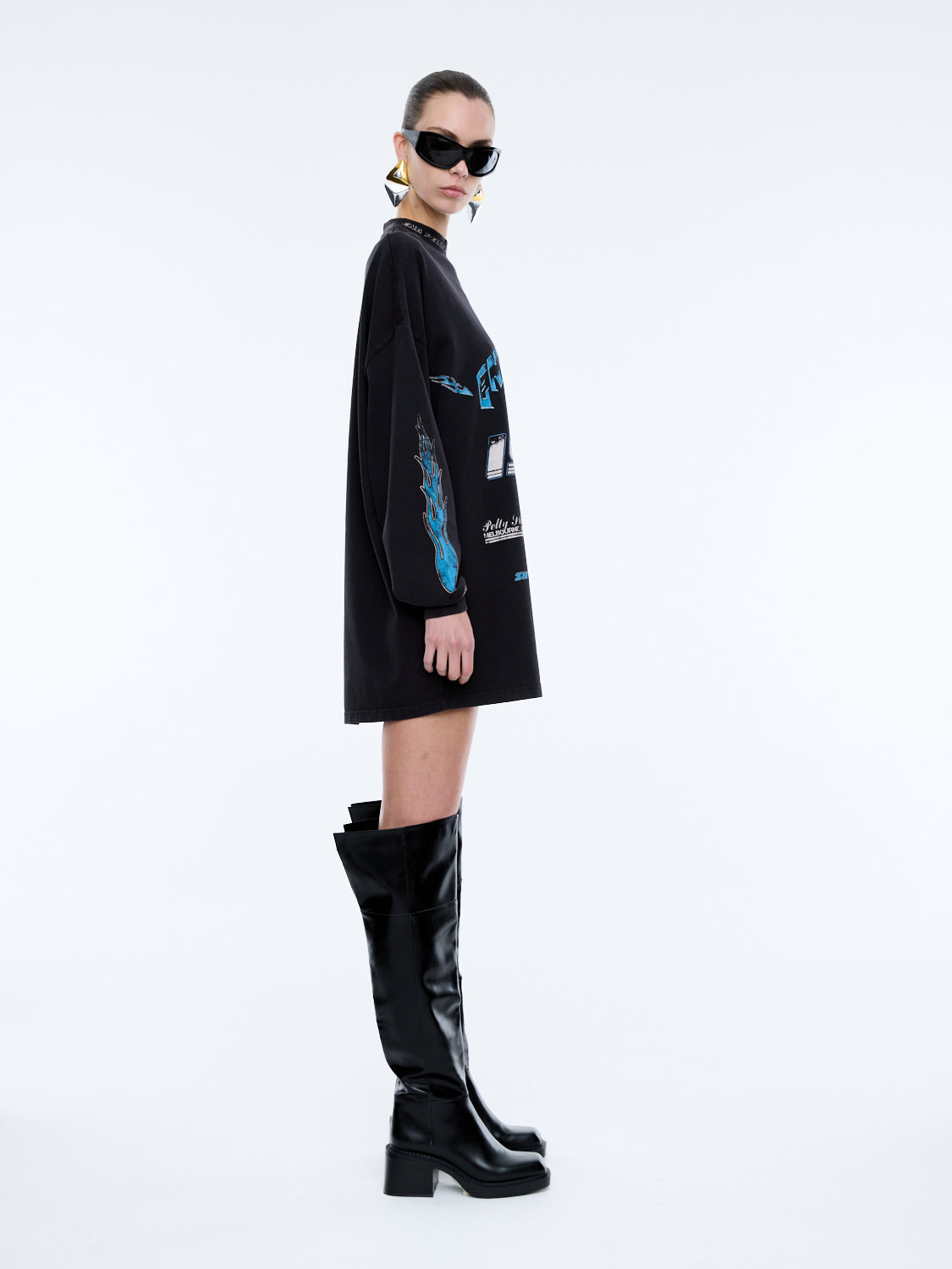 SPEEDWAY TEE DRESS - Washed Black