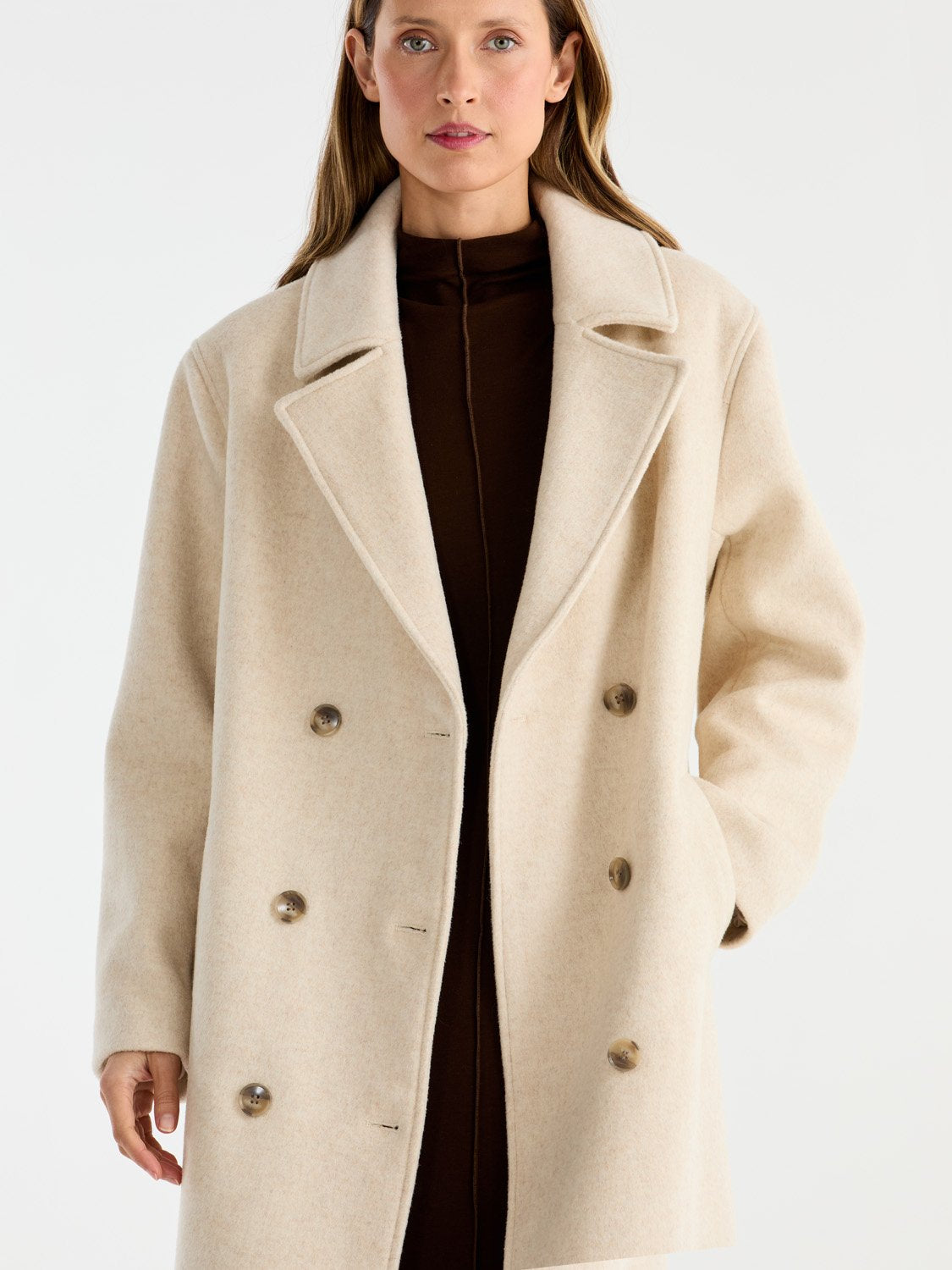 TAYLOR WOOL BLEND COAT - Birch